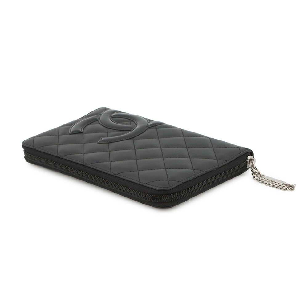 CHANEL Black Lambskin Leather Logo Wallet - Picture 2 of 16